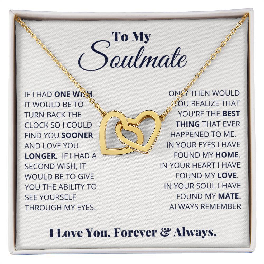 Soulmate I Have Found My Home Interlocking Hearts Necklace