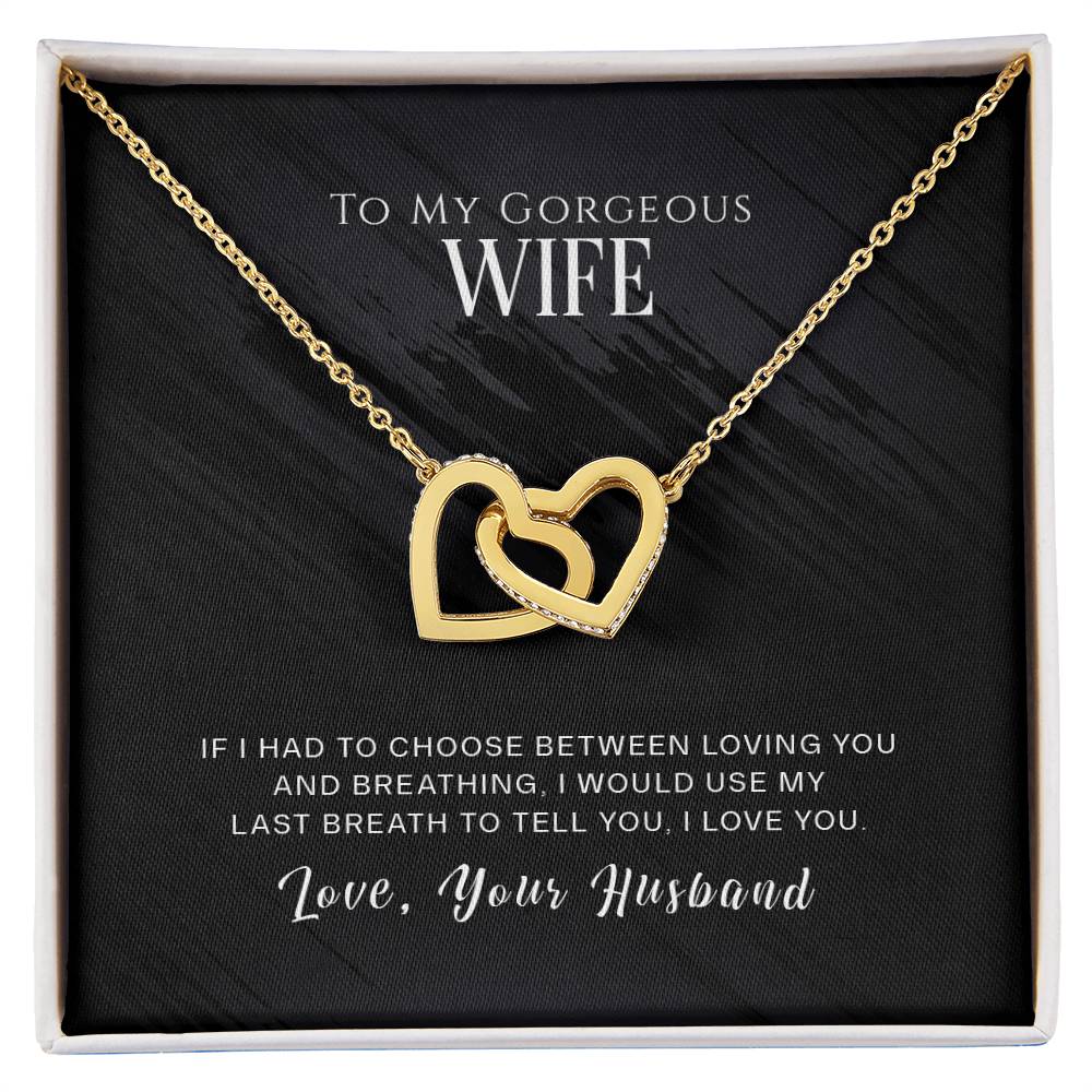 Wife My Last Breath Interlocking Hearts Necklace