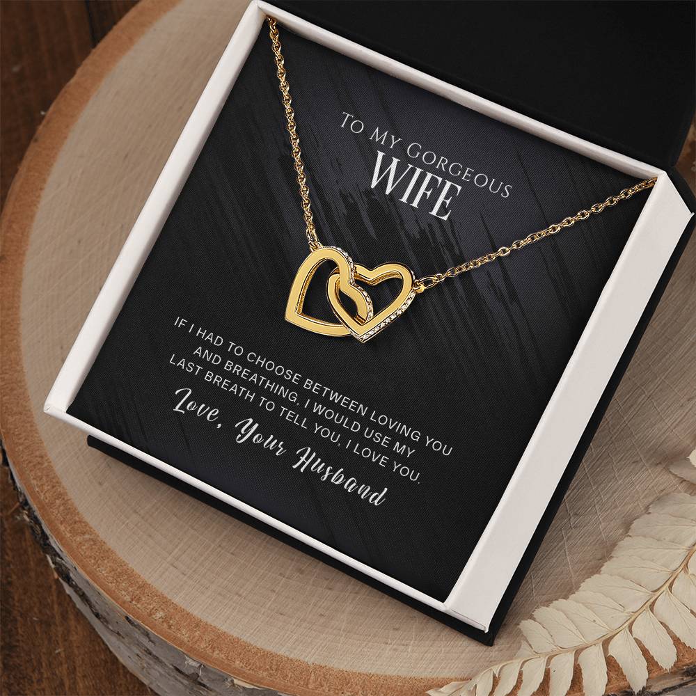 Wife My Last Breath Interlocking Hearts Necklace