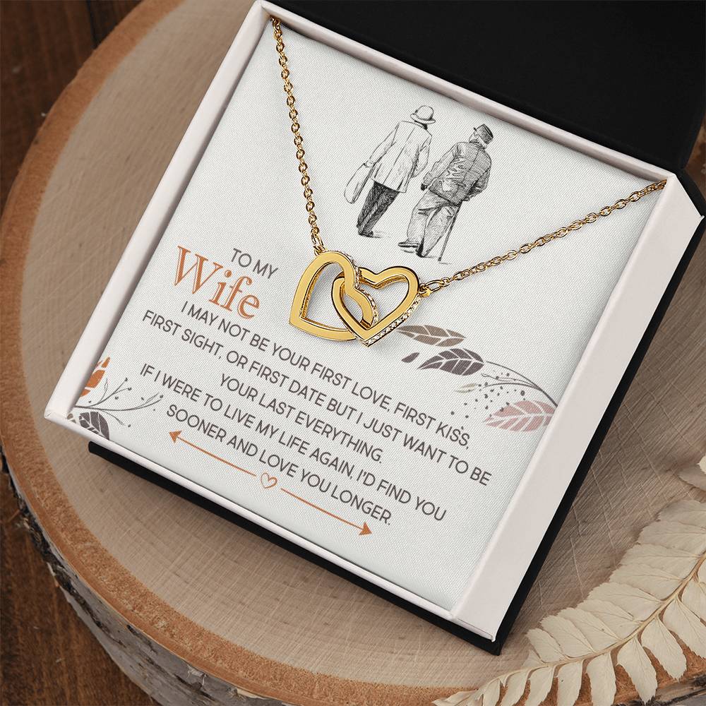 To my Wife, Love You Longer Interlocking Hearts Necklace