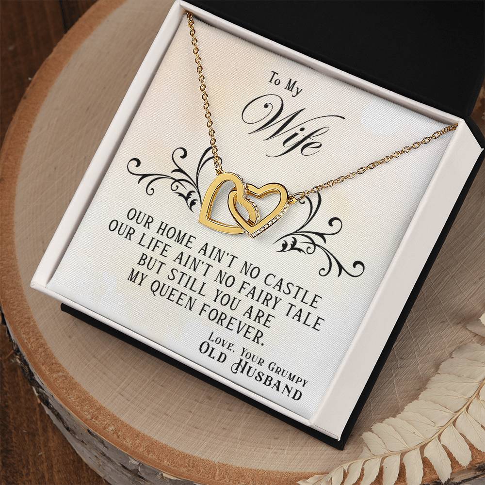 (Selling-Fast!) To My Wife My Queen Forever -  Interlocking Hearts Necklace