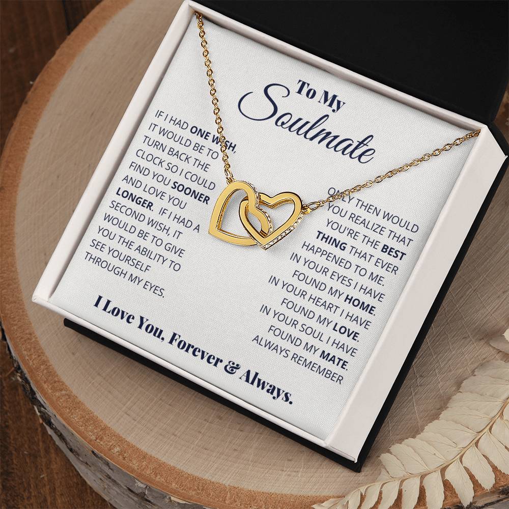 Soulmate I Have Found My Home Interlocking Hearts Necklace