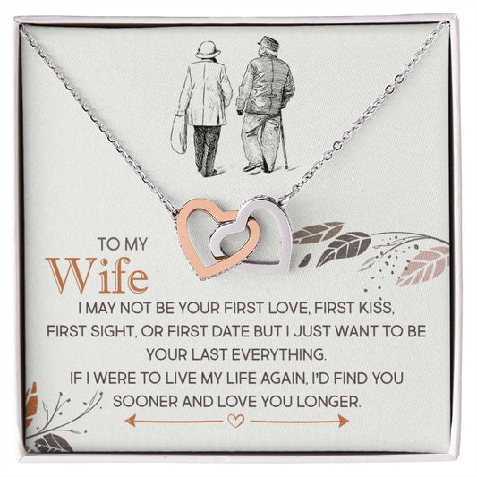 To my Wife, Love You Longer Interlocking Hearts Necklace