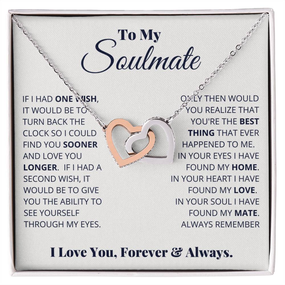 Soulmate I Have Found My Home Interlocking Hearts Necklace