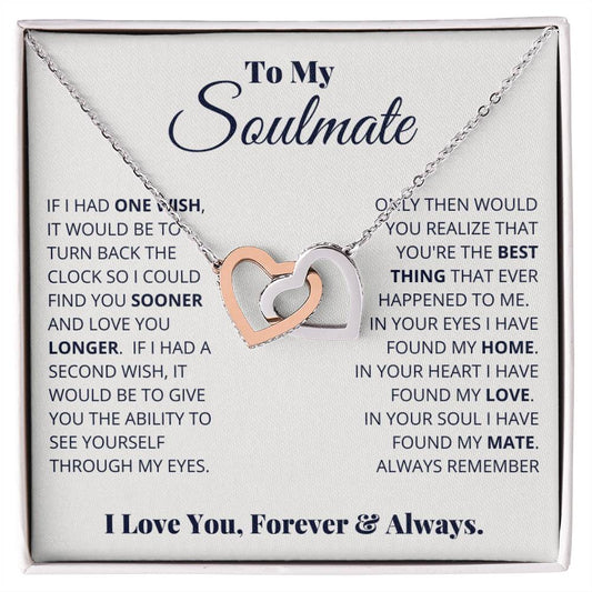 Soulmate I Have Found My Home Interlocking Hearts Necklace