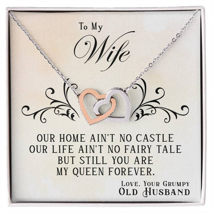 (Selling-Fast!) To My Wife My Queen Forever -  Interlocking Hearts Necklace