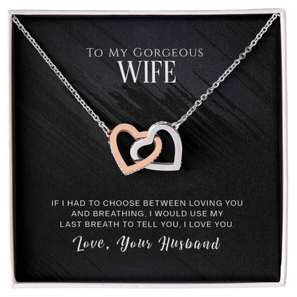 Wife My Last Breath Interlocking Hearts Necklace