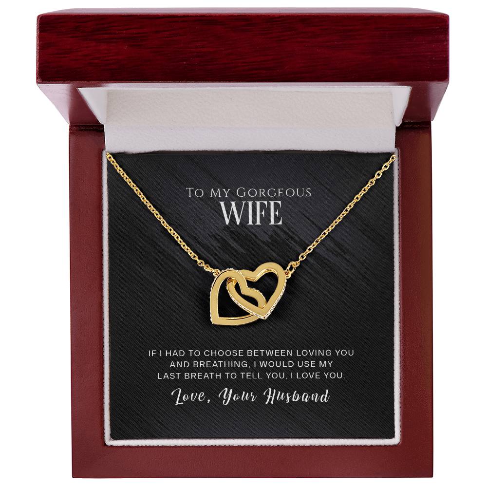 Wife My Last Breath Interlocking Hearts Necklace