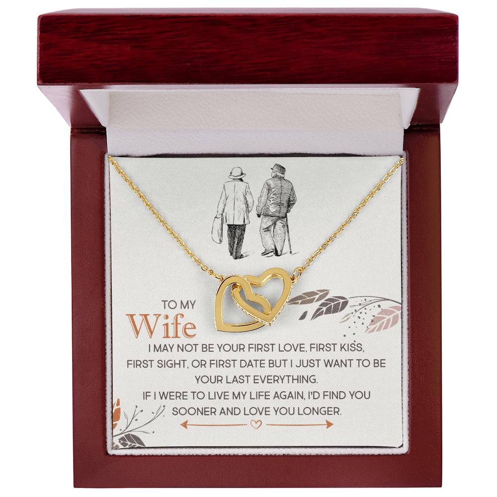 To my Wife, Love You Longer Interlocking Hearts Necklace