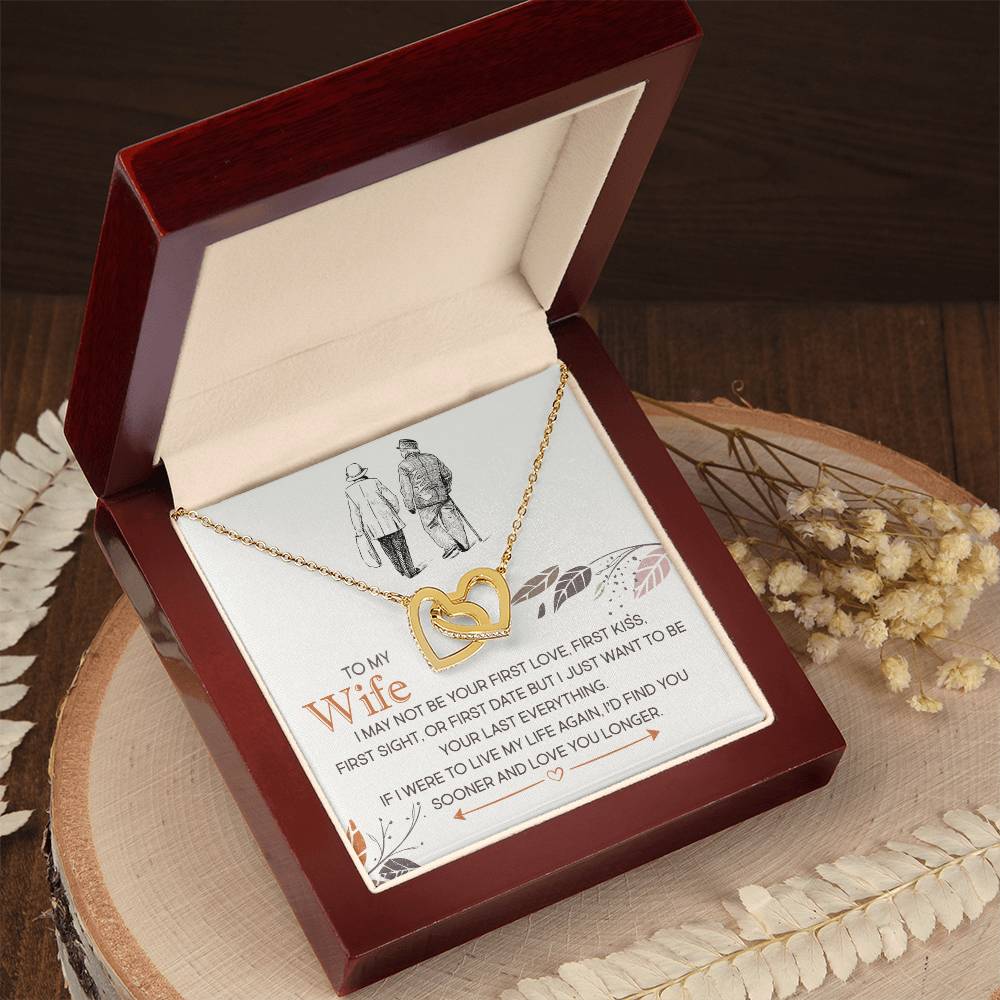 To my Wife, Love You Longer Interlocking Hearts Necklace