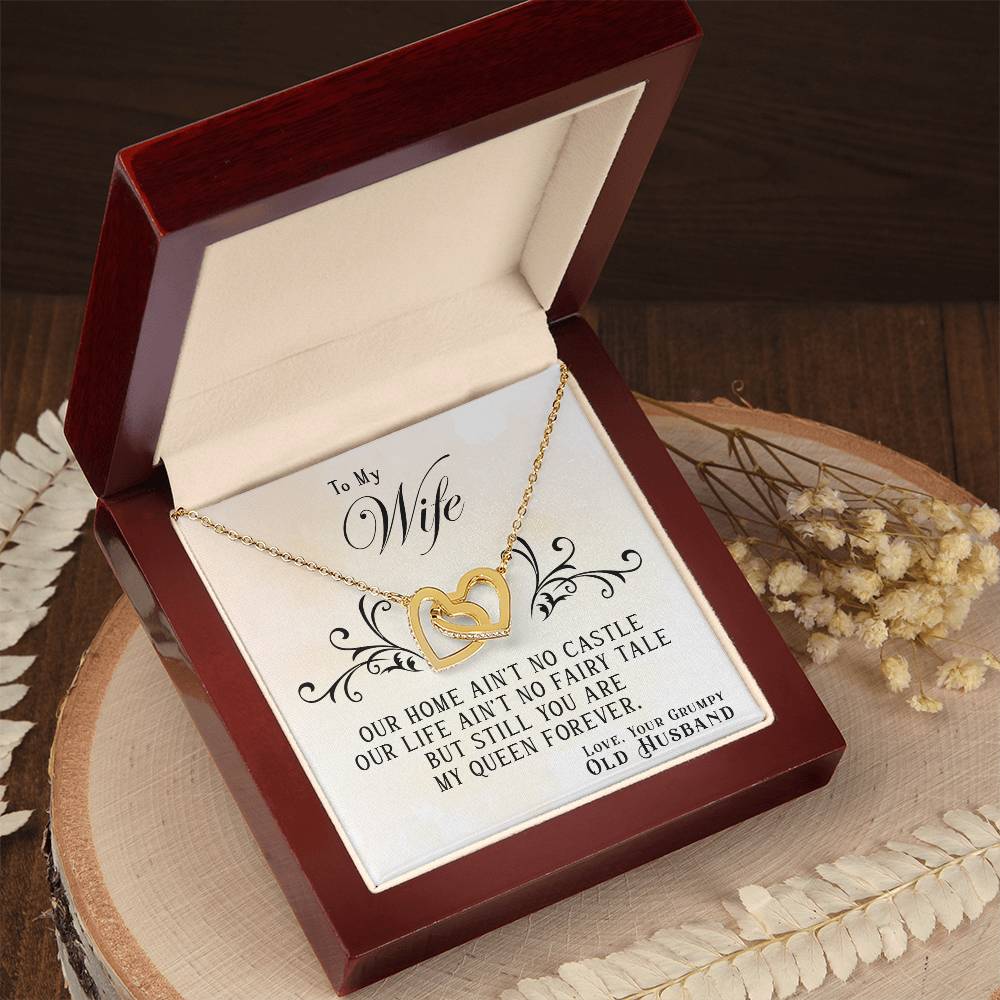 (Selling-Fast!) To My Wife My Queen Forever -  Interlocking Hearts Necklace