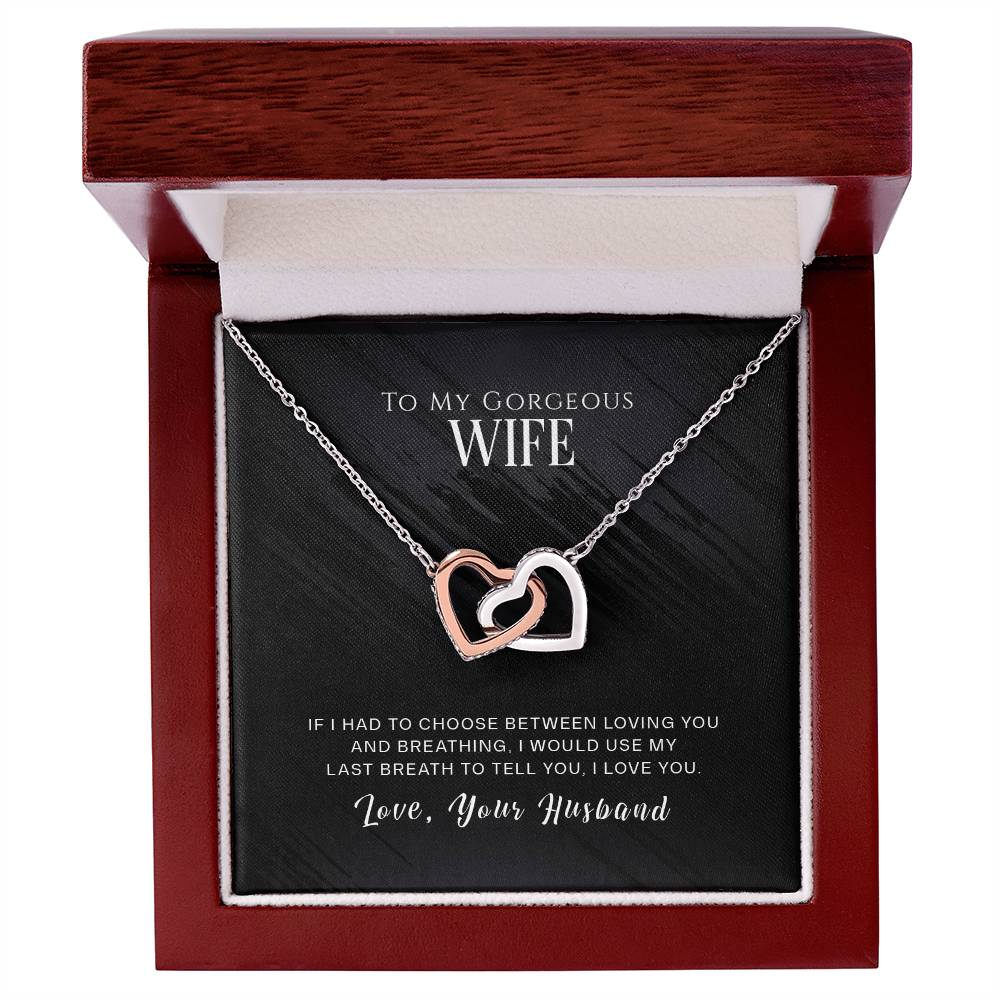 Wife My Last Breath Interlocking Hearts Necklace