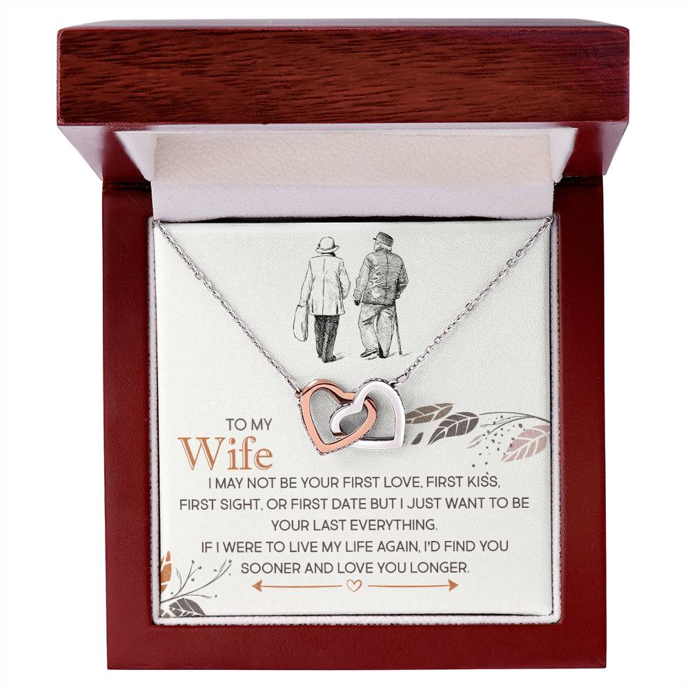 To my Wife, Love You Longer Interlocking Hearts Necklace