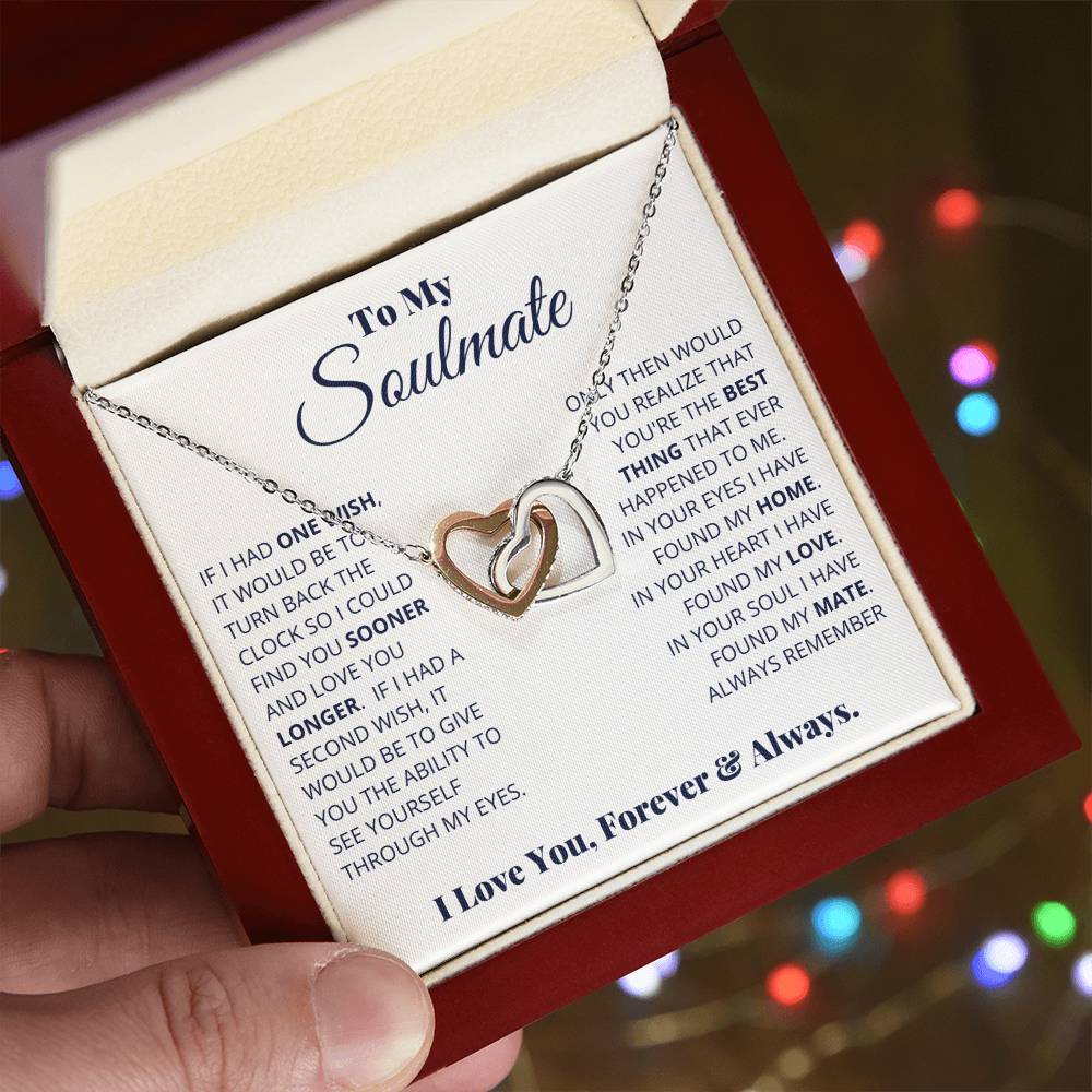 Soulmate I Have Found My Home Interlocking Hearts Necklace