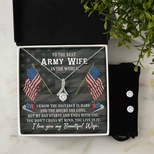 Best Army Wife of a Soldier - Alluring Beauty Necklace and Earring Set