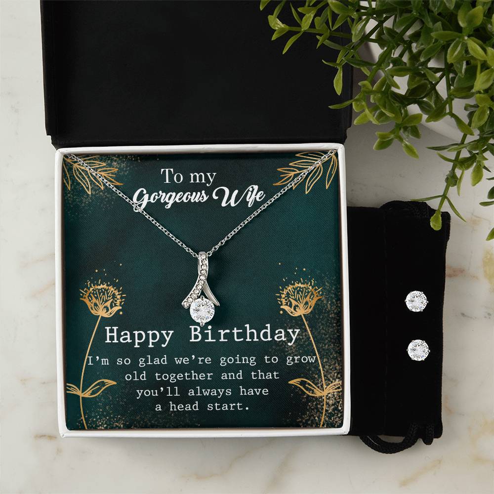 Happy Birthday to My Gorgeous Wife - Alluring Beauty Necklace and Earring Set