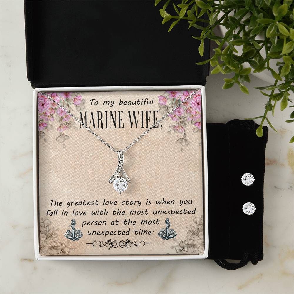 To My Beautifil Marine Wife - Alluring Beauty Necklace and Earring Set