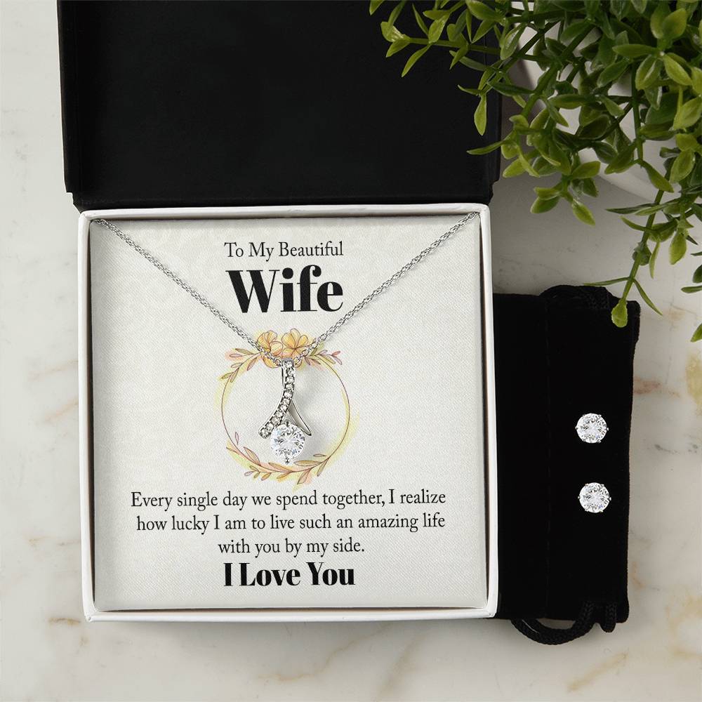 My Beautiful Wife I Love You - Alluring Beauty Necklace and Earring Set