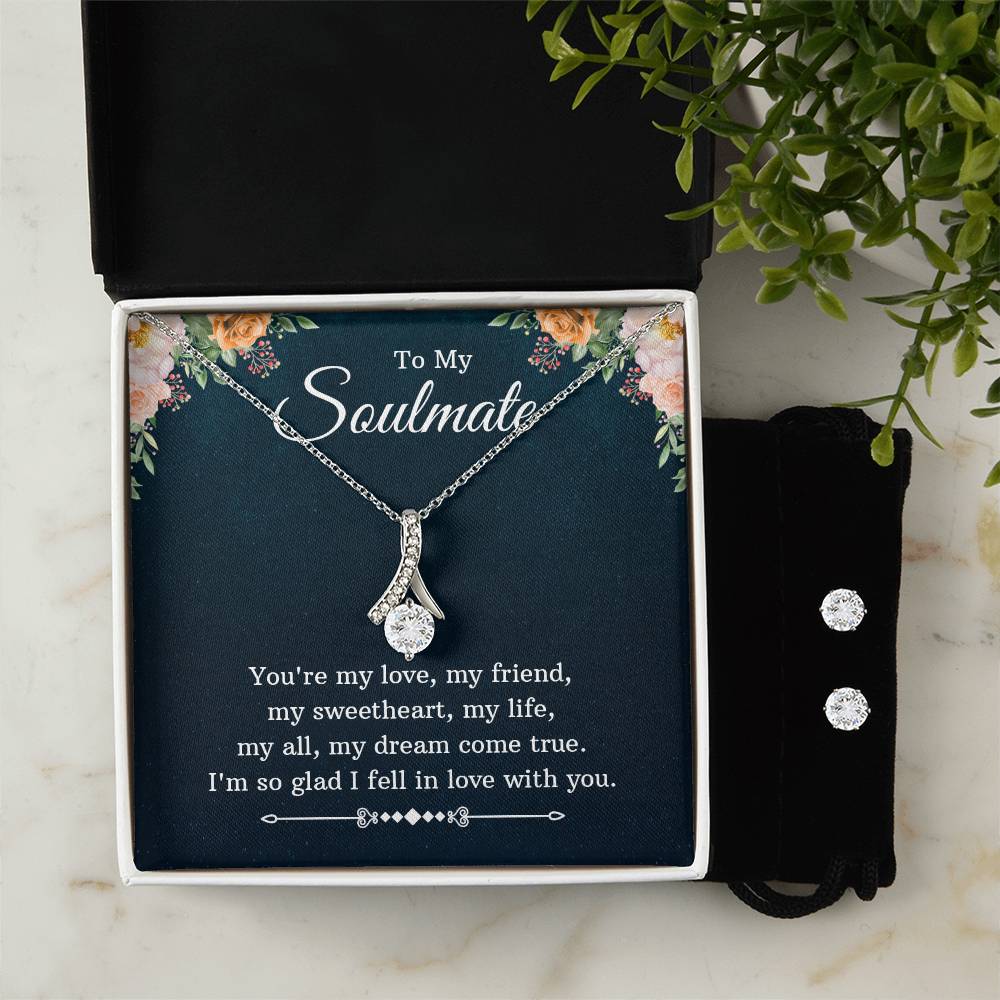 To My Soulmate, Girlfriend, or Wife - You're My Love - Alluring Beauty Necklace and Earring Set