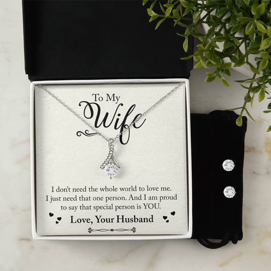 To My Wife, Love Your Husband - Alluring Beauty Necklace and Earring Set