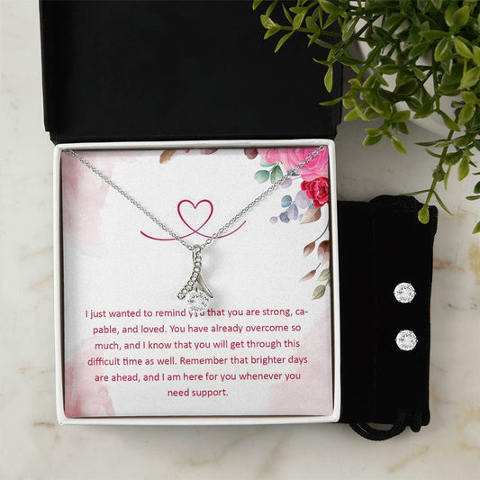 Encouragement and Support for Daughter, Girlfriend, Mom, or Wife - Alluring Beauty Necklace and Earring Set