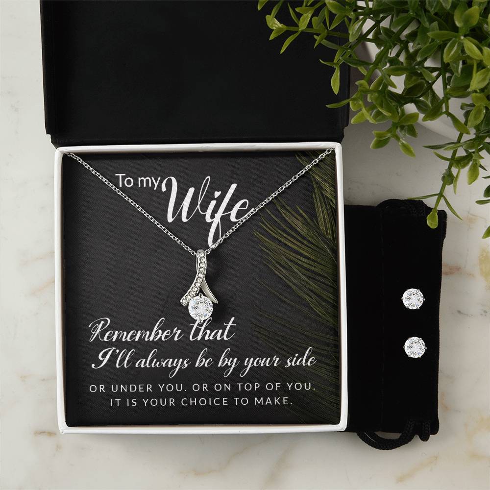 Funny Message to Wife - Alluring Beauty Necklace and Earring Set