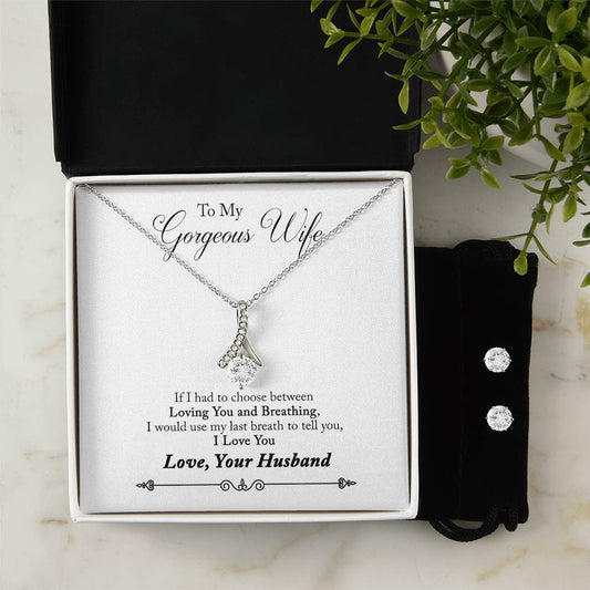 01-To My Gorgeous Wife from Husband - Alluring Beauty Necklace and Earring Set