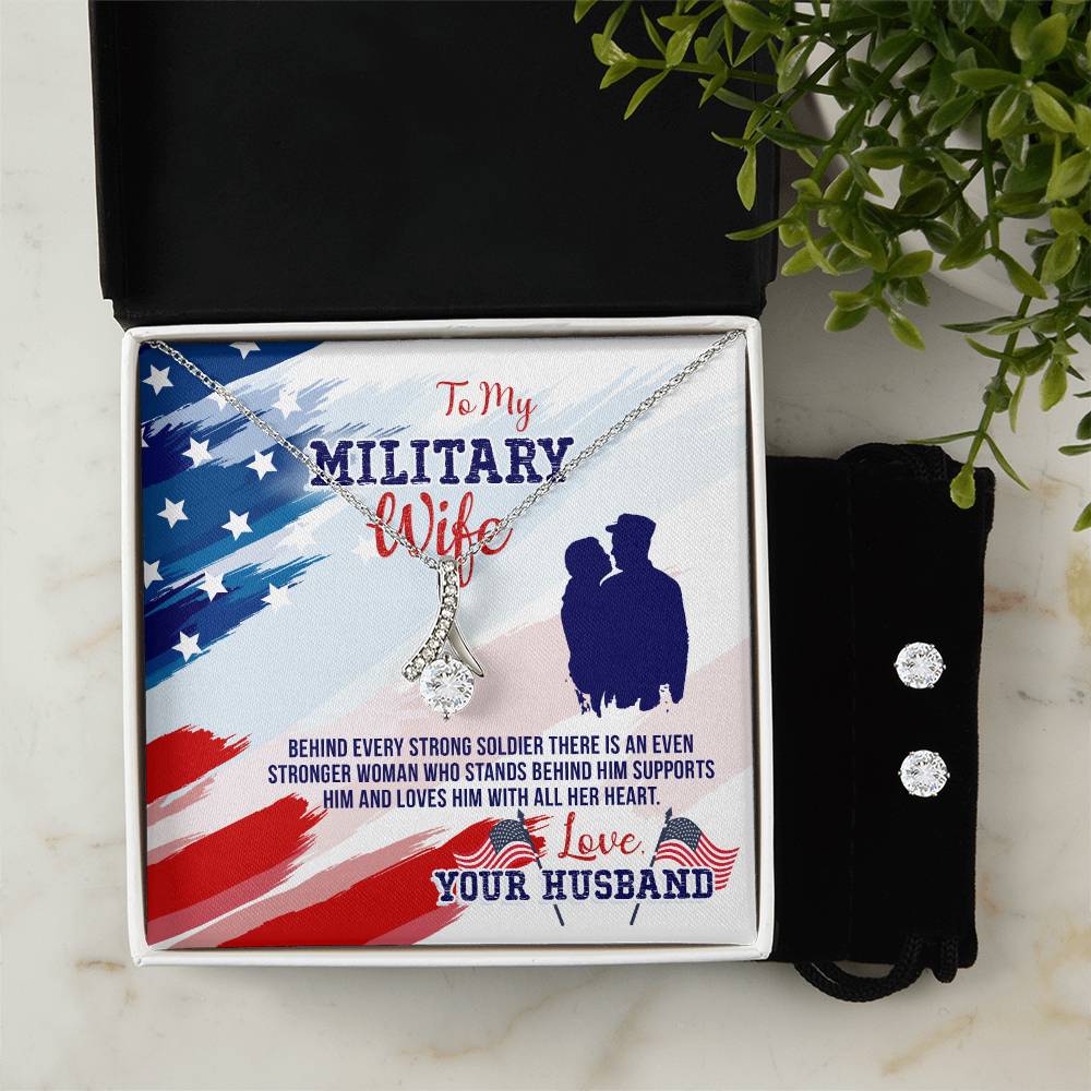 Military Wife, Love Your Husband - Alluring Beauty Necklace and Earring Set