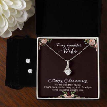 Anniversary Gift for Beautiful Wife - Alluring Beauty Necklace and Earring Set