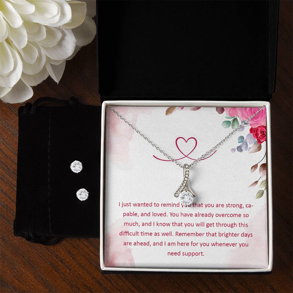 Encouragement and Support for Daughter, Girlfriend, Mom, or Wife - Alluring Beauty Necklace and Earring Set