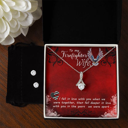 To My Firefighter Wife - Alluring Beauty Necklace and Earring Set