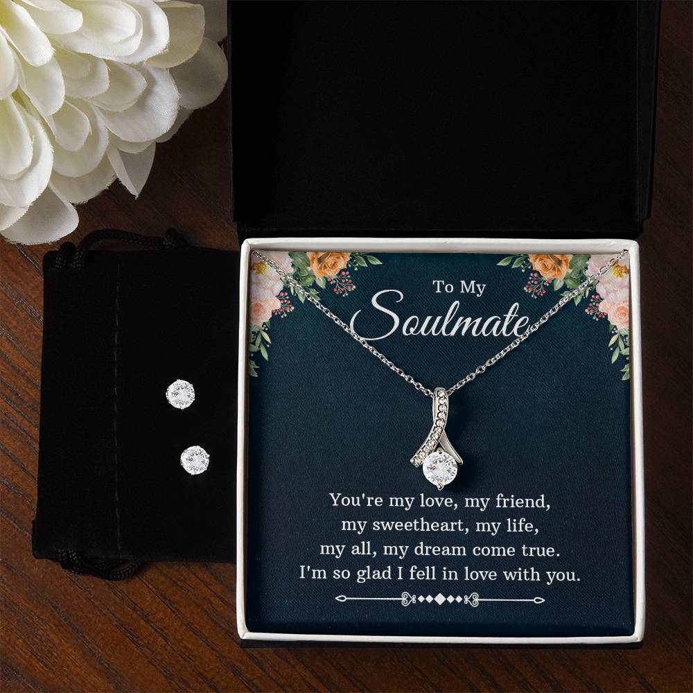 To My Soulmate, Girlfriend, or Wife - You're My Love - Alluring Beauty Necklace and Earring Set