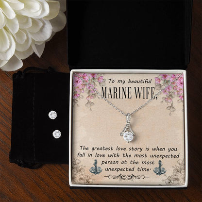 To My Beautifil Marine Wife - Alluring Beauty Necklace and Earring Set