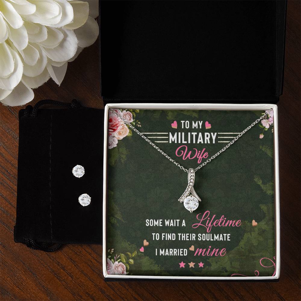 To My Military Wife, Lifetime - Alluring Beauty Necklace and Earring Set