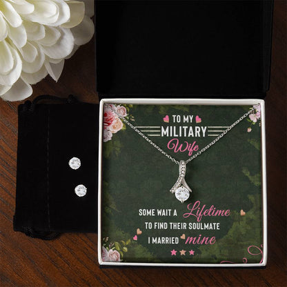 To My Military Wife, Lifetime - Alluring Beauty Necklace and Earring Set