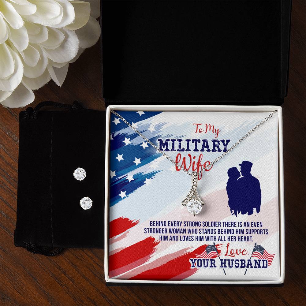 Military Wife, Love Your Husband - Alluring Beauty Necklace and Earring Set