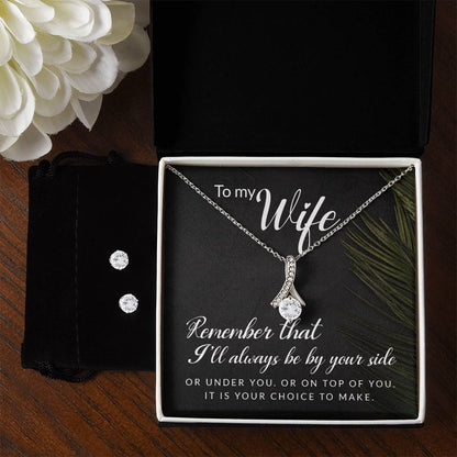 Funny Message to Wife - Alluring Beauty Necklace and Earring Set