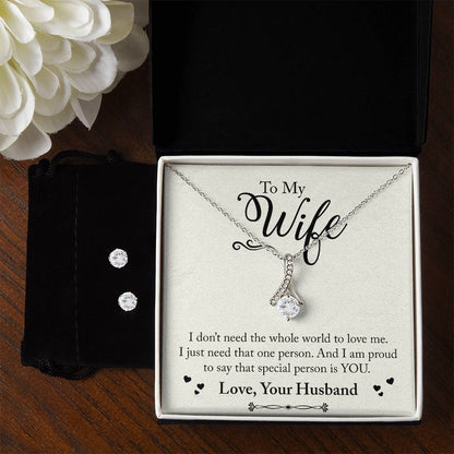 To My Wife, Love Your Husband - Alluring Beauty Necklace and Earring Set