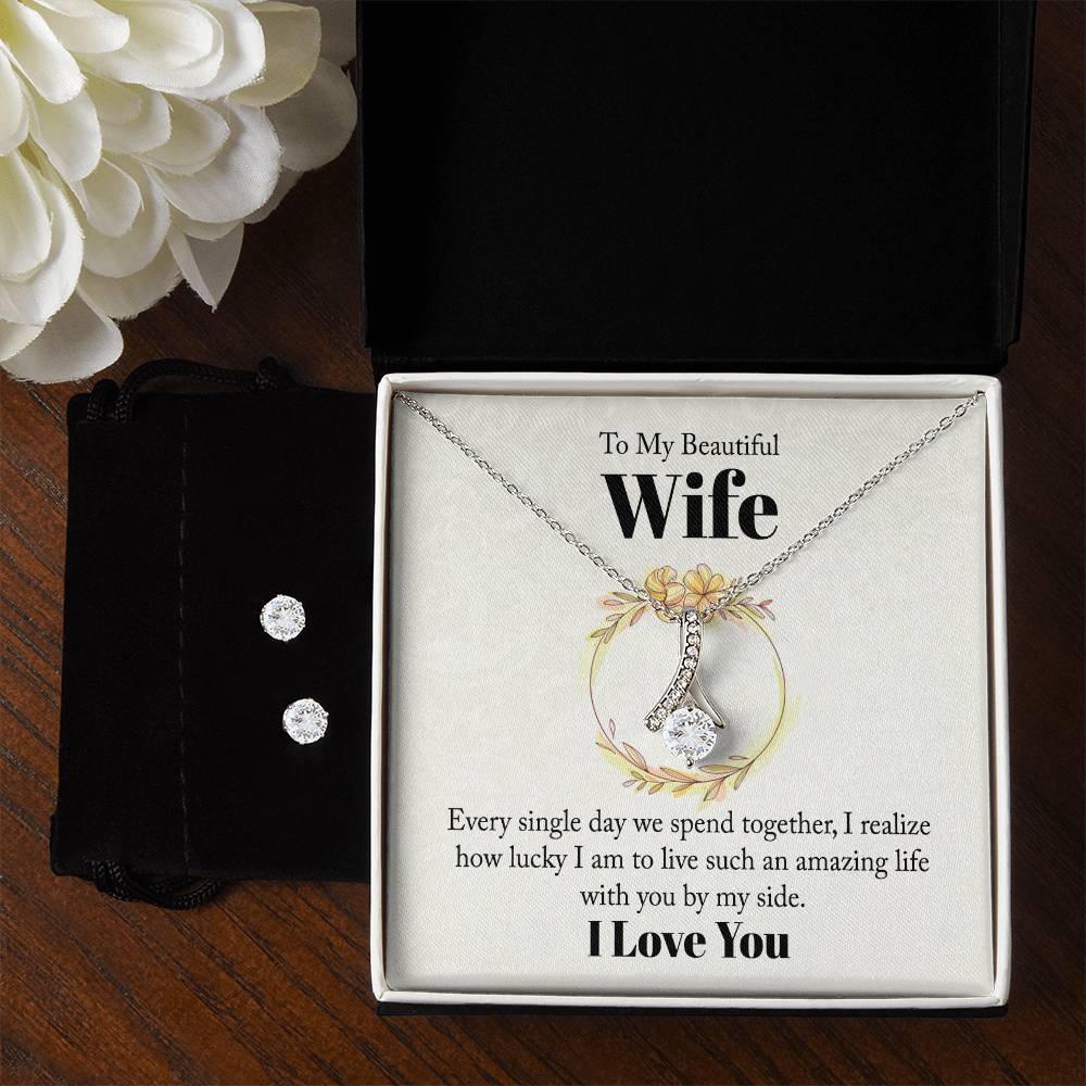 My Beautiful Wife I Love You - Alluring Beauty Necklace and Earring Set