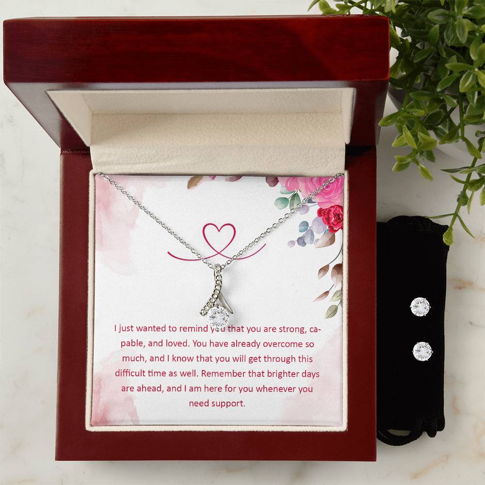 Encouragement and Support for Daughter, Girlfriend, Mom, or Wife - Alluring Beauty Necklace and Earring Set