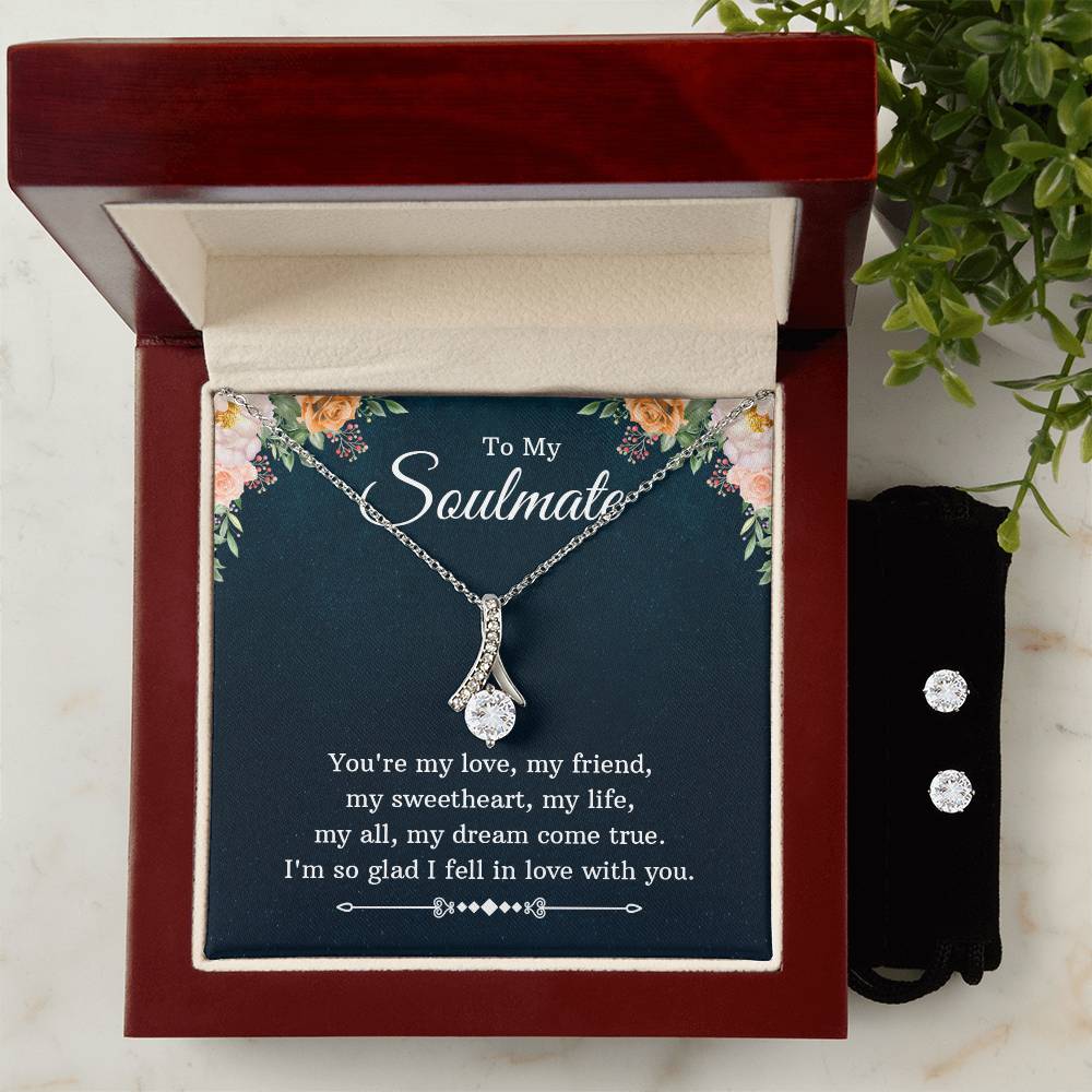 To My Soulmate, Girlfriend, or Wife - You're My Love - Alluring Beauty Necklace and Earring Set