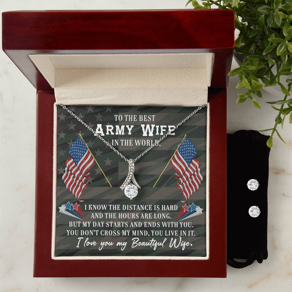 Best Army Wife of a Soldier - Alluring Beauty Necklace and Earring Set