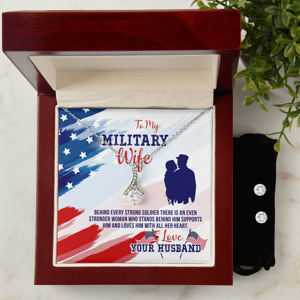 Military Wife, Love Your Husband - Alluring Beauty Necklace and Earring Set