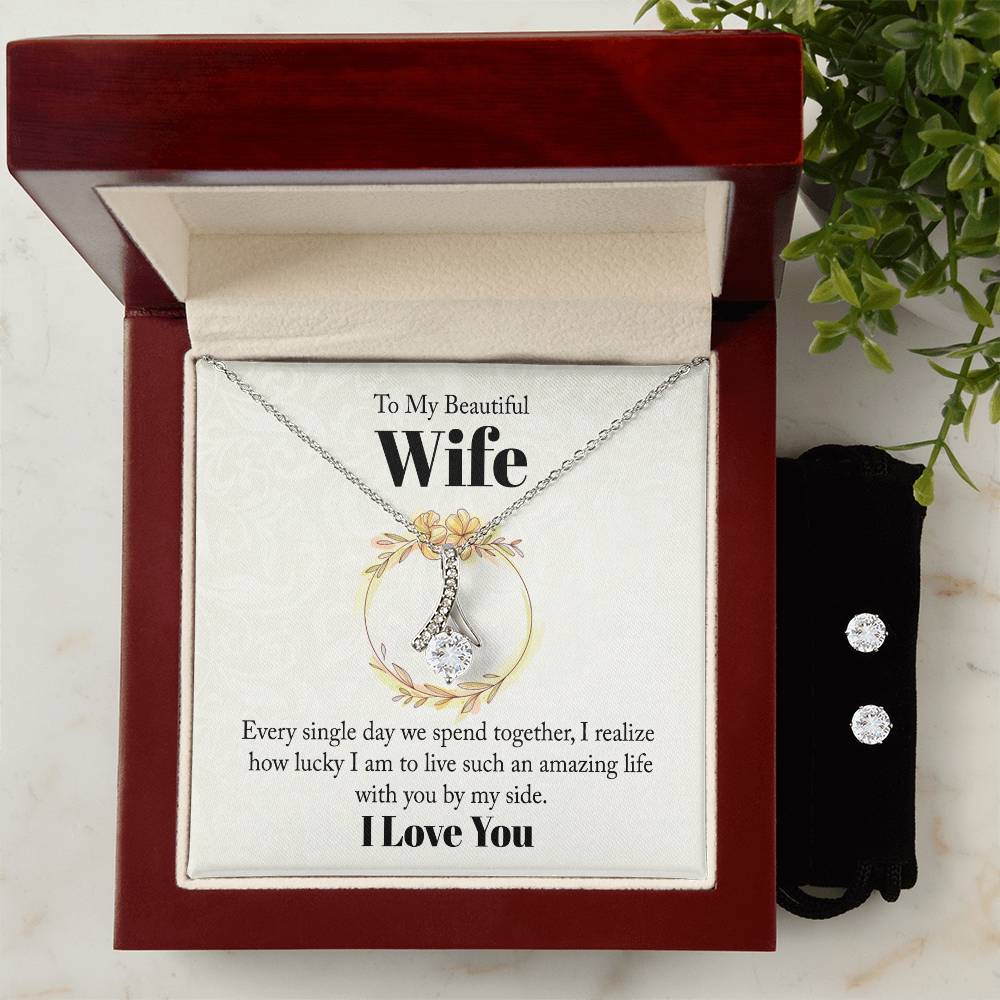 My Beautiful Wife I Love You - Alluring Beauty Necklace and Earring Set