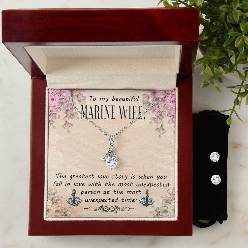 To My Beautifil Marine Wife - Alluring Beauty Necklace and Earring Set