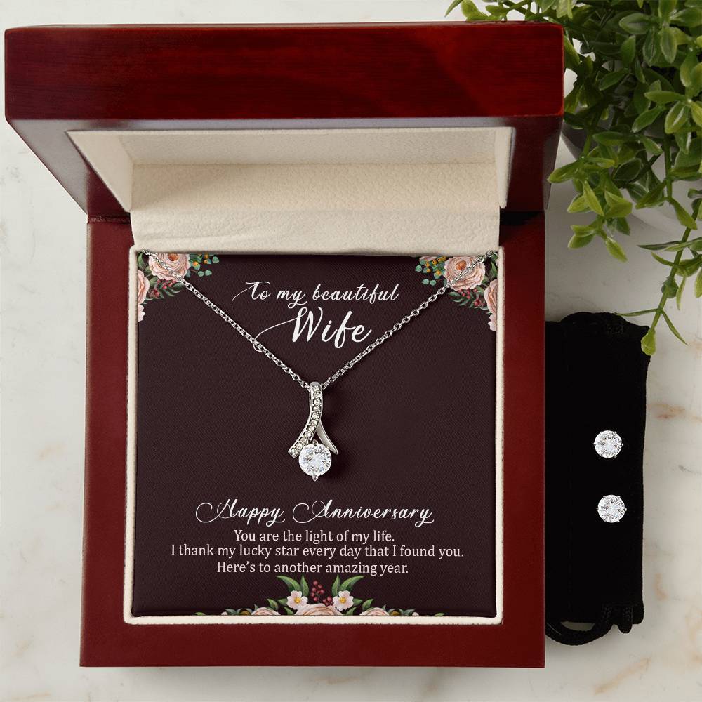 Anniversary Gift for Beautiful Wife - Alluring Beauty Necklace and Earring Set