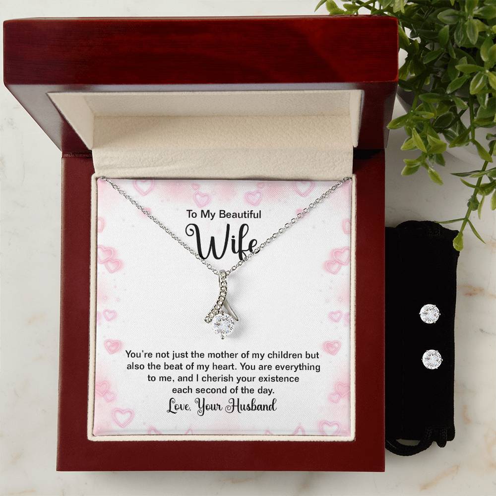 Beautiful Wife, You Are Not Just the Mother of My Children - Alluring Beauty Necklace and Earring Set