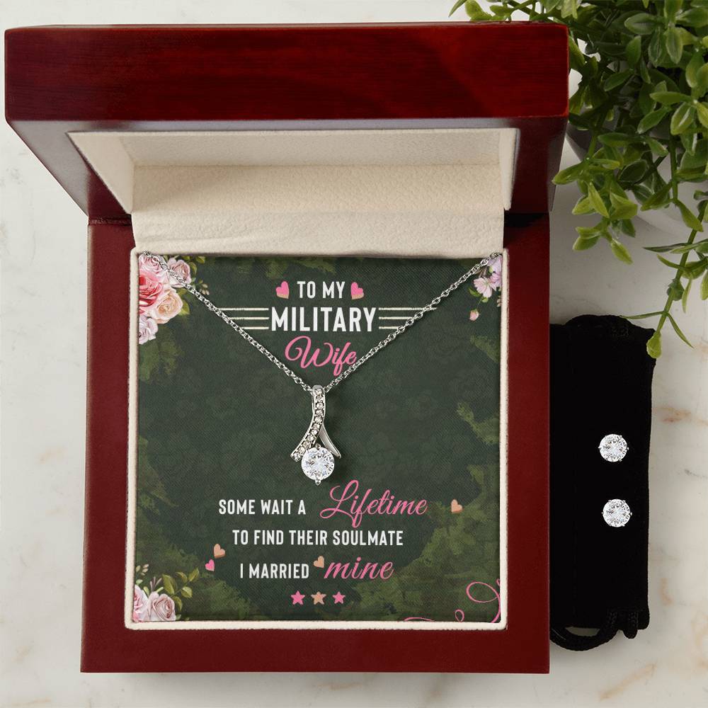 To My Military Wife, Lifetime - Alluring Beauty Necklace and Earring Set