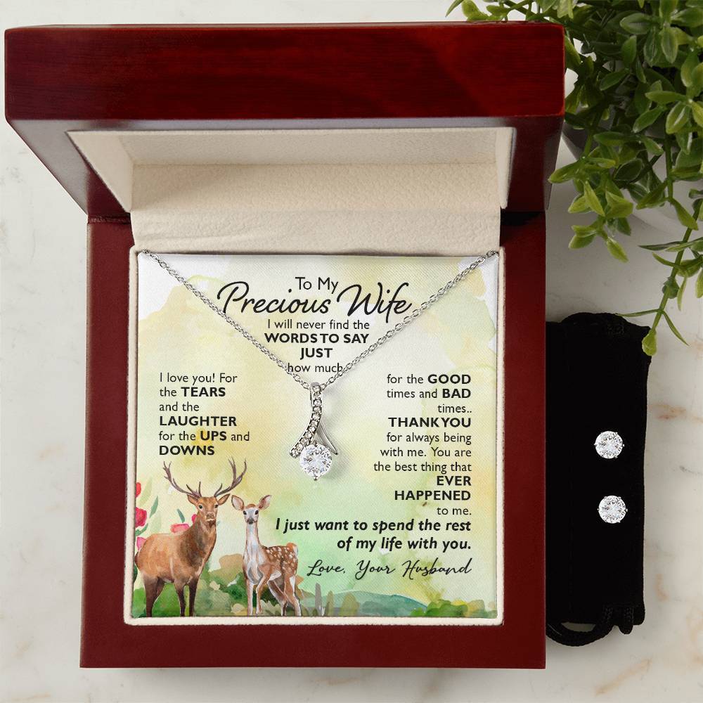 Precious Wife, Love Your Husband - Alluring Beauty Necklace and Earring Set