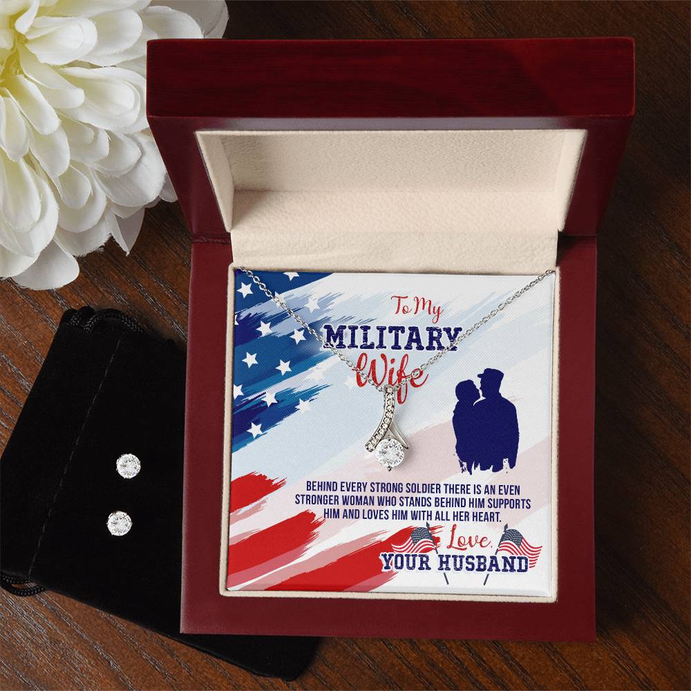 Military Wife, Love Your Husband - Alluring Beauty Necklace and Earring Set